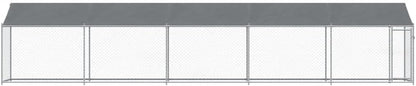 Dog Cage with Roof and Door, Grey, 10x2x2 m, Galvanized Steel, Walk-In Chicken Coop, Galvanized Chicken Coop, Chicken Coop, Chicken Coop, Backyard
