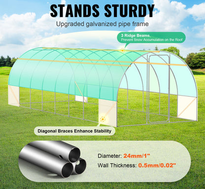 Tunnelkas Walk-in Kas – Serre – Kweektunnel – Groentetent – 8,5x3x2,3 Meter – Gegalvaniseerd Stalen Frame – 140g/m² Waterdichte PE Kasfolie