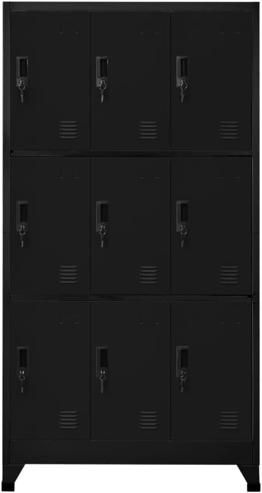 vidaXL Locker cabinet 90x45x180cm steel black, storage cabinet, locker, locker, locker, cabinet, safe, storage cabinet, steel locker, office cabinet, storage cabinets, cupboards - QUORE