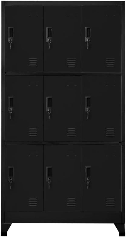 vidaXL Locker cabinet 90x45x180cm steel black, storage cabinet, locker, locker, locker, cabinet, safe, storage cabinet, steel locker, office cabinet, storage cabinets, cupboards - QUORE