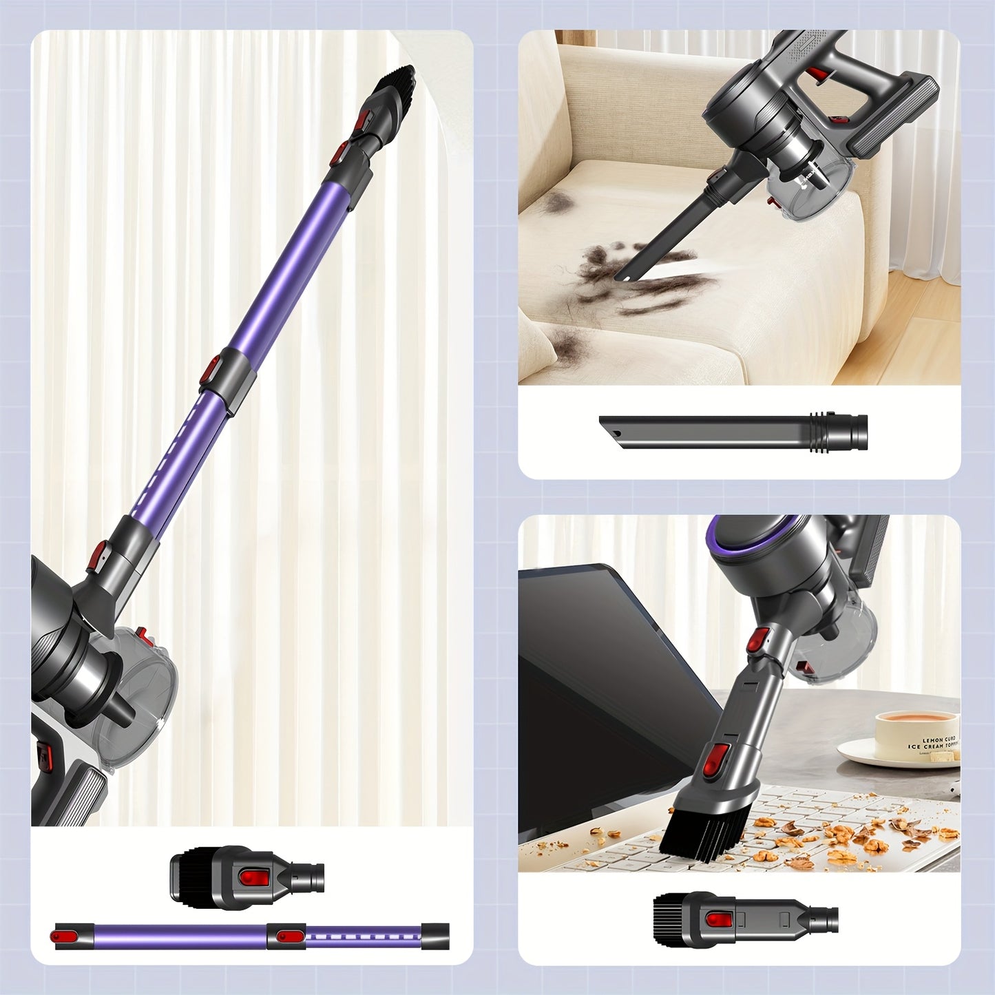 Authmic Cordless Vacuum With Touchscreen Display And Anti-Tangle Brush, Up To 55 Minutes Runtime, Suitable For Carpets, Hard Floors, And Pet Hair.