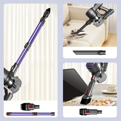 Authmic Cordless Vacuum With Touchscreen Display And Anti-Tangle Brush, Up To 55 Minutes Runtime, Suitable For Carpets, Hard Floors, And Pet Hair.