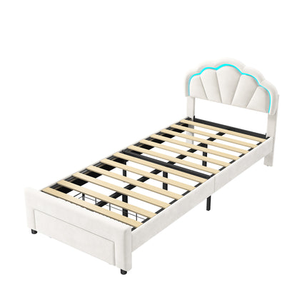Eenpersoonsbed – Stabiel Bed – Opbergbed – Slaapbank – Bed met Lade – 140x200 cm – Velvet Bekleding & Ruime Lade