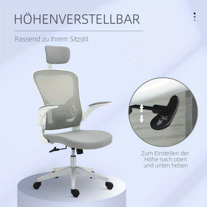 Ergonomische Bureaustoel – Bureaustoel Ergonomisch – Bureaustoel Kantoor – Stoel Bureau – Werkstoel – Verstelbare Hoofdsteun & Lendensteun – Hoogte- & Armleuning Verstelbaar