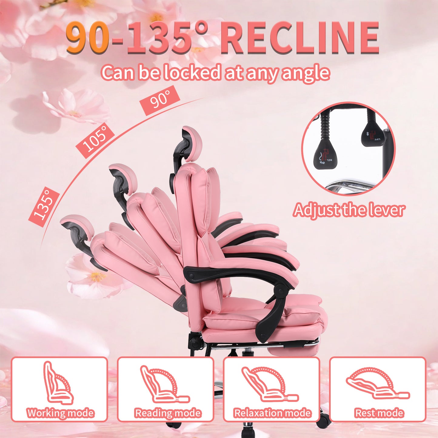 Gamingstoel – Gamestoel – Gaming Chair – Bureaustoel – Game Stoel – Verstelbaar – PU Leren Bekleding – Ergonomisch Comfort – Roze