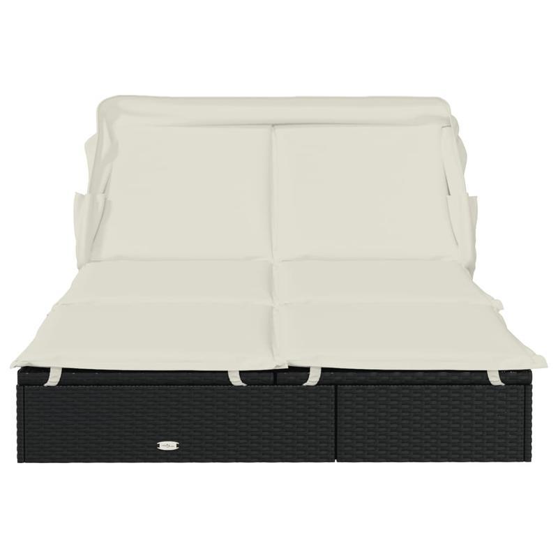 2-persoons Ligstoel – Tweezits Strandstoel – Buitenbank – Zonnescherm Stoel – Opvouwbare Relaxstoel – Inklapbaar Zonnedak – Weerbestendig Materiaal – 213x118x97 cm