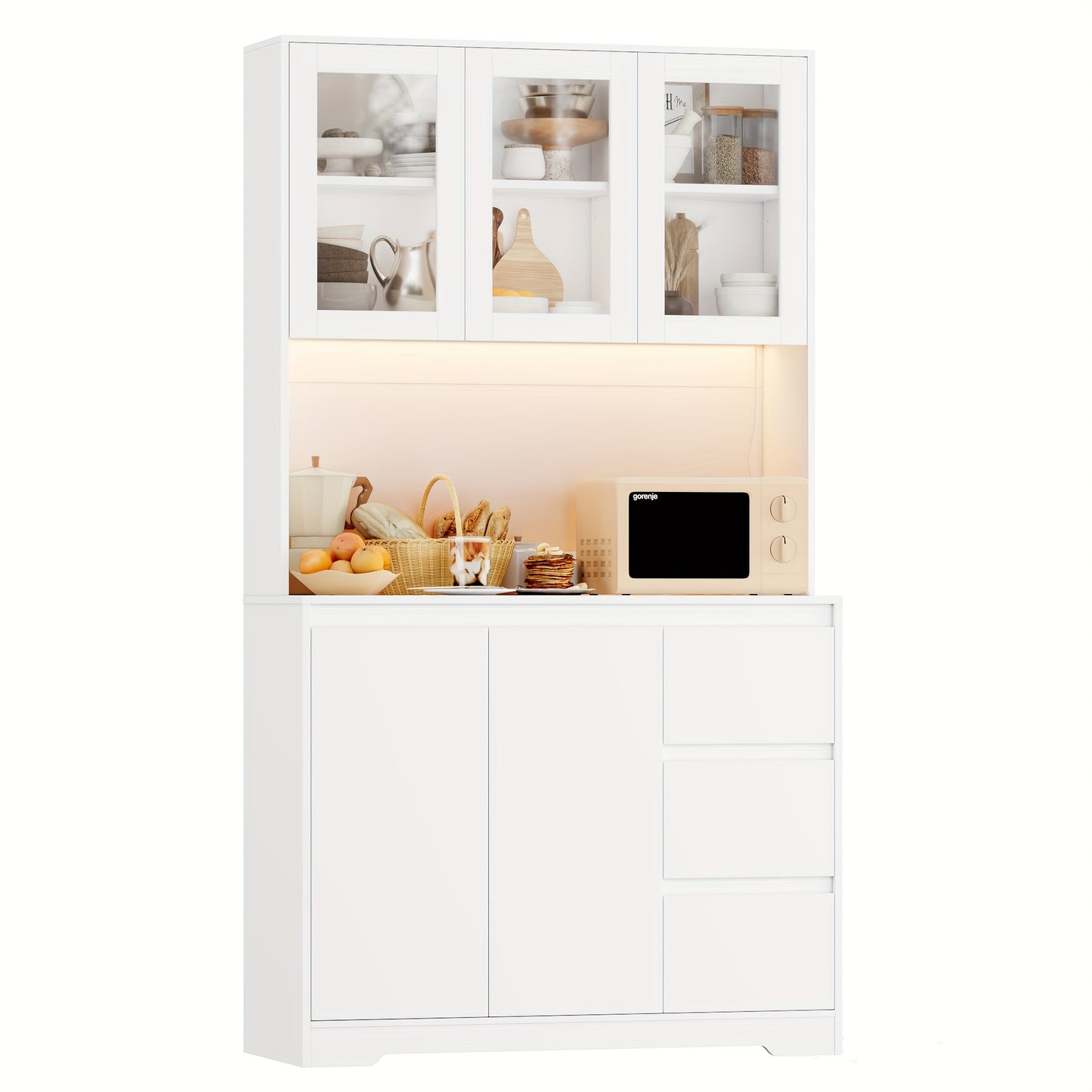 Dressoir – Ladekast – Opbergkast – Buffetkast – Keukenkast – Wit – 180x100x38,5 cm – 3 Lades & 5 Deuren Met Verstelbare Planken