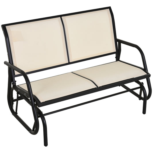 Tuinbank Schommelbank Knusse Schommel Tuinmeubel Loungeswing – 2-Zits Creme – Stalen Frame – Ergonomische Textilene Zitting – Comfortabele Armleuningen