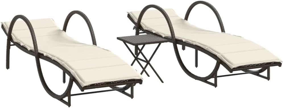 Ligbedden – Tuinstoelen – Loungestoelen – Zonnebedden – Buitenligbedden – Set Van 2 – Bruin Poly Rattan – Verstelbare Rugleuning
