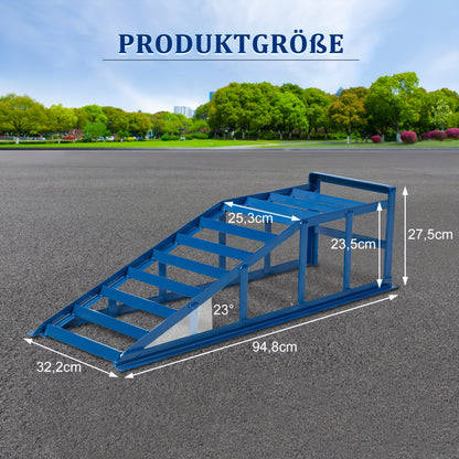 Oplaadrampen – Laadrampen – Hefplateau – Autoliften – Auto Ramps – Draagvermogen 2000 kg – Geschikt Voor Banden Tot 265 mm – Stalen Constructie – Hellingshoek 23 Graden – Blauw