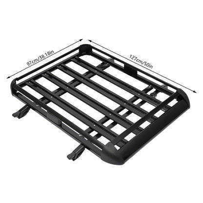 Dakkofferrek Aluminium – Dakmand – Bagagerek – Dakdrager – Universele Rooftop Cargo Basket – Zwart – 127x97 cm – Max 68 kg draagvermogen