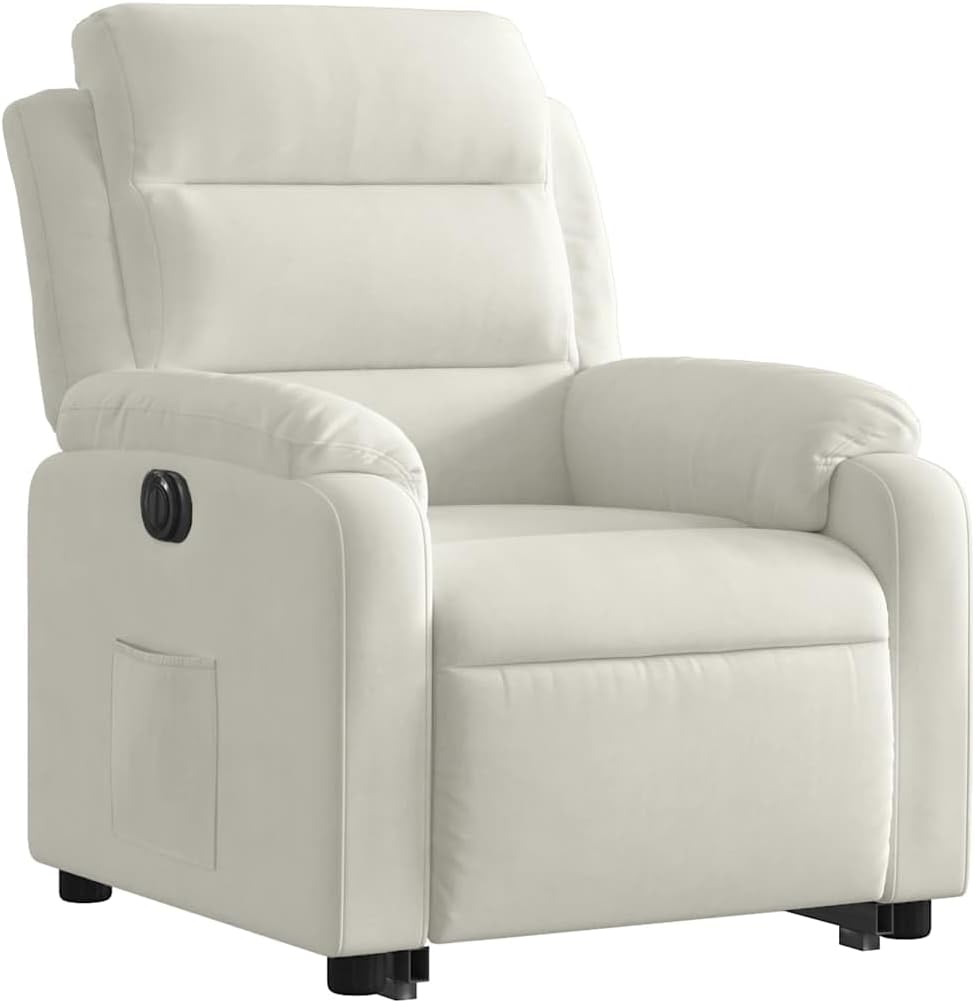 Recliner Chair with Stand Aid, Electric Cream, Velvet, TV Chair with Reclining Function, Single Lounger, Relax Chair for Living Room, Bedroom