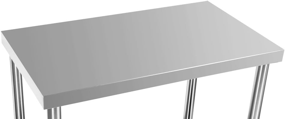 Wiltec roestvrijstalen werktafel met legbord 120x60x85 cm, hoogteverstelbare arbeidstafel voor horeca en keuken, tafel voor werkplaats tuin kelder