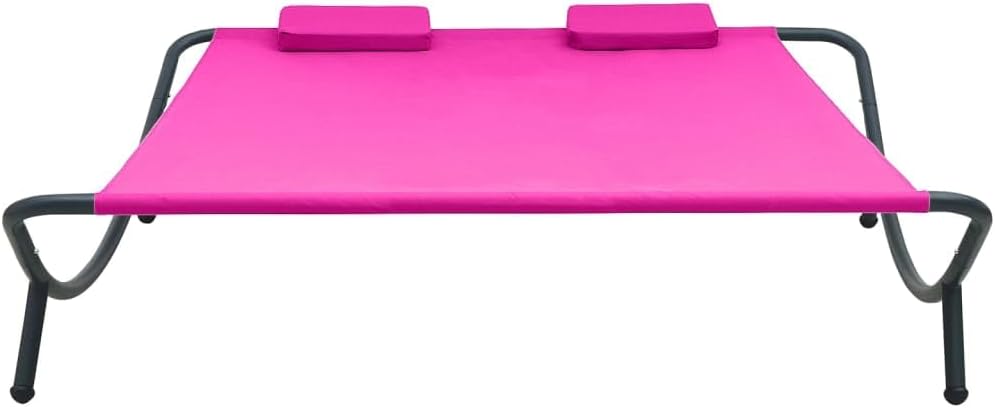 Outdoor Ligstoel – Zonnebed – Tuinstoel – Strandstoel – Relaxstoel – Roze – Weerbestendig Oxford Stof – Stabiel Gepoedercoat Staal