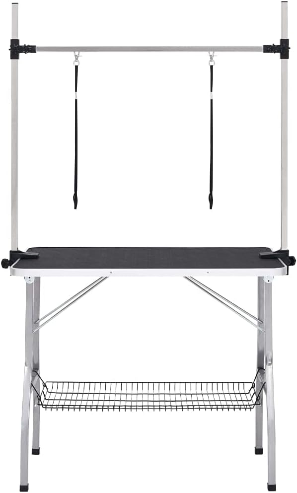 Bussandri Exclusive - Dog grooming table adjustable with 2 loops and storage shelf