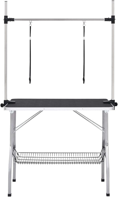 Bussandri Exclusive - Dog grooming table adjustable with 2 loops and storage shelf