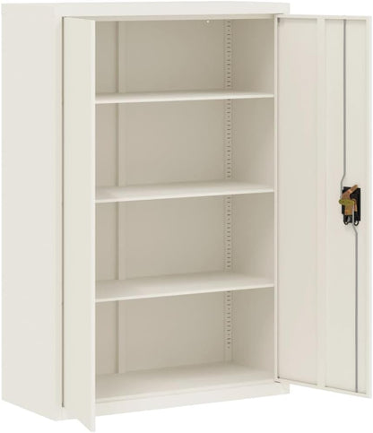 Gecheer Filing cabinet, office cabinet, locker cabinet with 2 doors, office, workplace, metal storage cabinet, cabinet, white, 90x40x140cm, steel - QUORE
