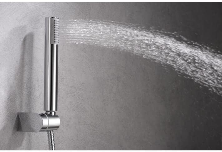 Wandkraan Bad Douchekraan Mengkraan Kraan Badkamer – Messing Chroomafwerking – Keramische Cartridge – Verstelbare Slang 1,5-1,9 m