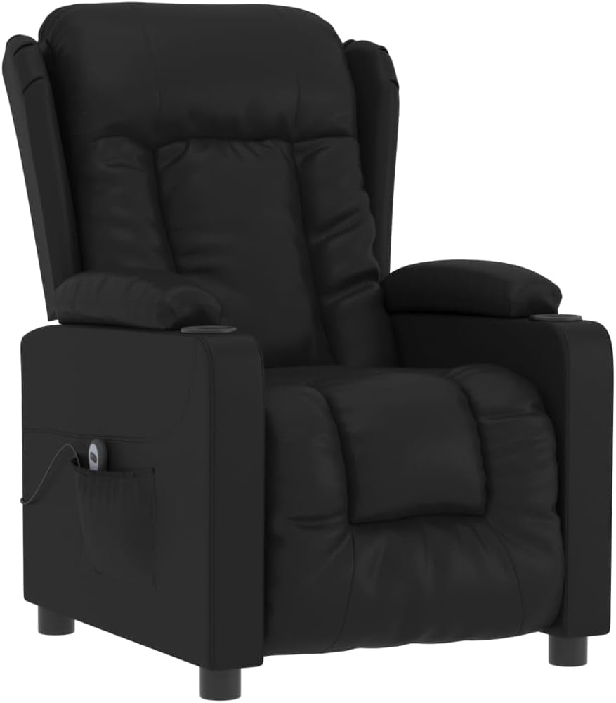 Relaxstoel – Elektrische Relaxstoel – Tv-Stoel – Ligstoel – Verstelbare Stoel – Zwart Kunstleer – 3 Ligposities Met Afstandsbediening – Stevig Hout-Metaal Frame