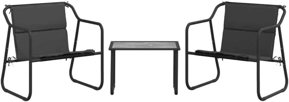 Lounge garden furniture set balcony furniture set garden lounge set 3-pcs. garden-lounge set with cushion anthracite steel - QUORE