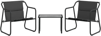 Lounge garden furniture set balcony furniture set garden lounge set 3-pcs. garden-lounge set with cushion anthracite steel - QUORE