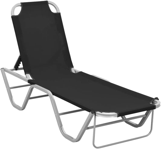 vidaXL Sunbed aluminum and textilene black - QUORE