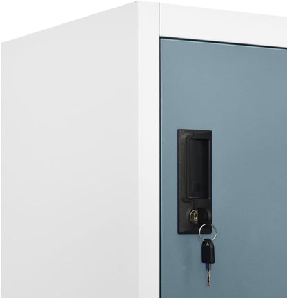 Lockerkast – Lockerkasten – Opbergkast – Kast – Archiefkast – Stalen Behuizing – Afsluitbare Deuren – 90x45x180 cm – Lichtgrijs en Donkergrijs