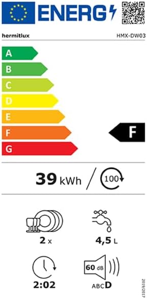 Mini-vaatwasser, tafelvaatwasser, te gebruiken met en zonder wateraansluiting, 43 cm breed, plaats voor 4 couverts, voor gebruik op de camping, 175 kWh/jaar, wit