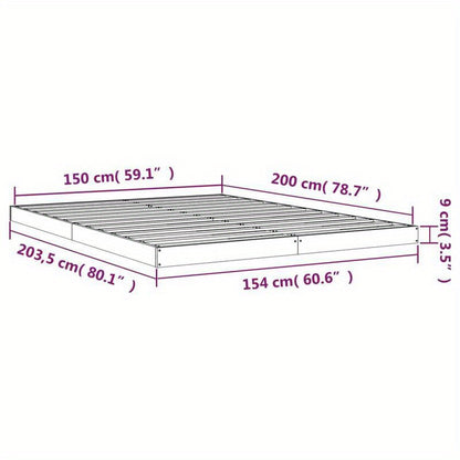 Modern Minimalistisch Queensize Bedframe – Platformbed – Houten Bed – Bedframe Zonder Matras – Bedmet Slats – Stevig Hardhouten Materiaal – Eenvoudige Montage – 150x200 cm Bianco