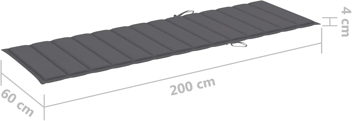 Sun lounger and cushion grey anthracite single lounger hammock garden terrace balcony outdoor terrace pool chairs solid acacia wood grey - QUORE