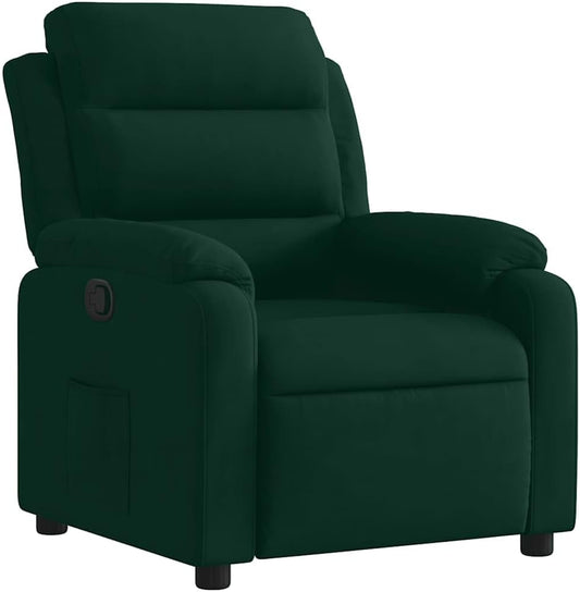 vidaXL Fauteuil verstelbaar fluweel donkergroen, leunstoel, relaxstoel, armstoel, relaxfauteuil, luie stoel, tv stoel, standenstoel, fauteuil stoel