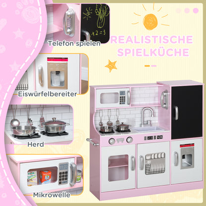 Speelkeuken – Speelkeukentje – Kinderkeuken – Speelgoedkeuken – Keukentje Roze – Inclusief Krijtbord – Accessoires – Afmetingen 83,8x26,8x81 cm