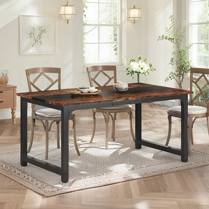 160.02cm x 80.01cm Heavy-Duty Industrial Dining Table & Desk - Rustic Brown Engineered Wood Top with Metal Legs, Large Rectangular Surface for Kitchen, Conference, Home Office - Easy ssembly, Fits 4-6 People (Table Only), Kit