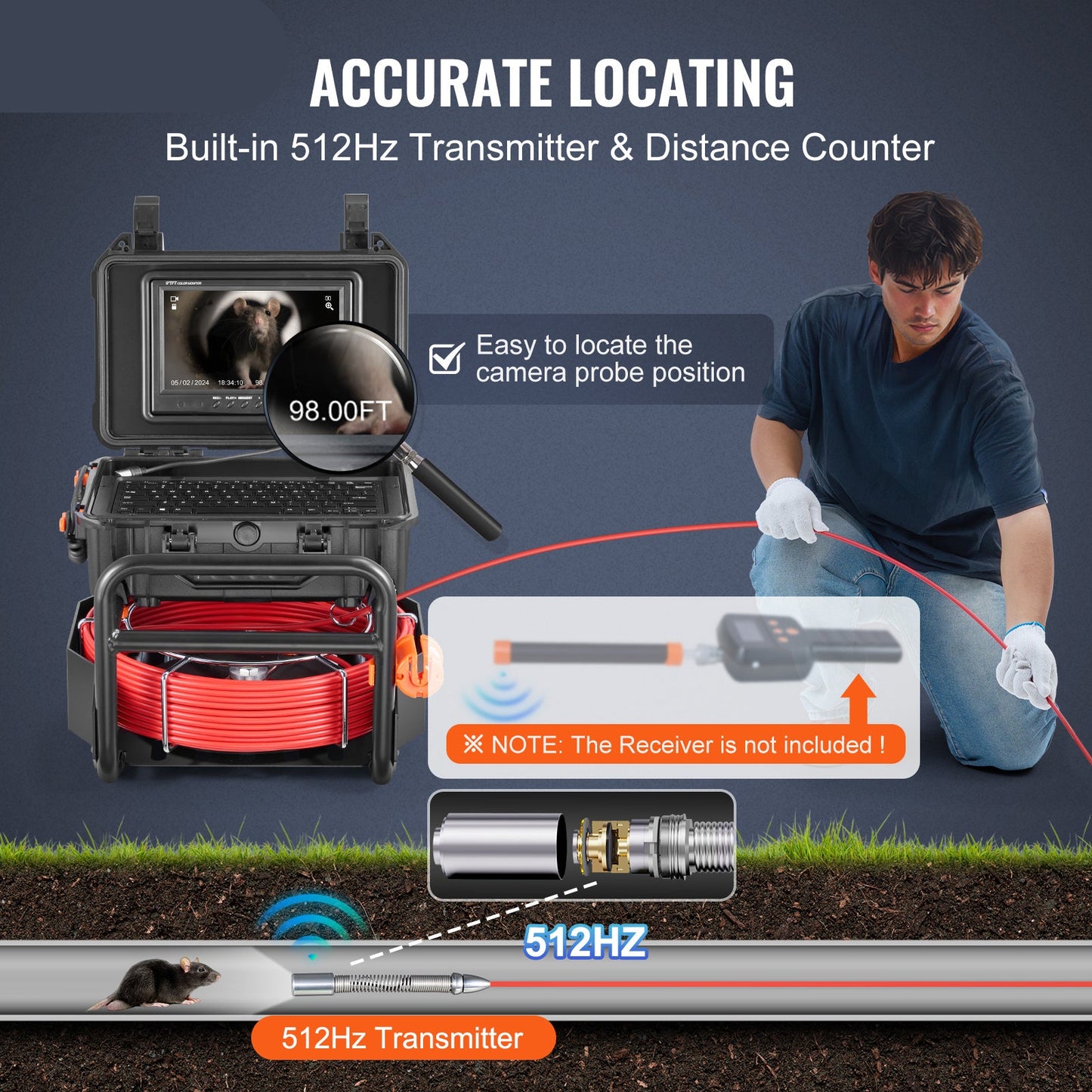 Rioolcamera – Inspectiecamera – Endoscoop – Afvoercamera – Buisinspectie – 30 Meter Kabel – Zelfnivellerend – 1080P HD Scherm
