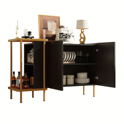 Sideboard – Dressoir – Opbergkast – Kast – Kasten – Zwart – Bamboe – 120x40x77,5 cm – Modern – Ruime Opbergruimte