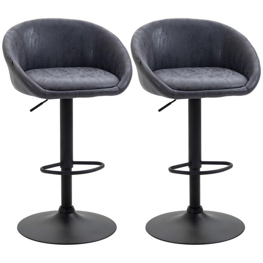 Barstoel – Barkruk – Barstoelen – Keukenstoel – Counterstoel – Verstelbare Hoogte 57-104 cm – Kunstleer Met Armleuning En Rugsteun