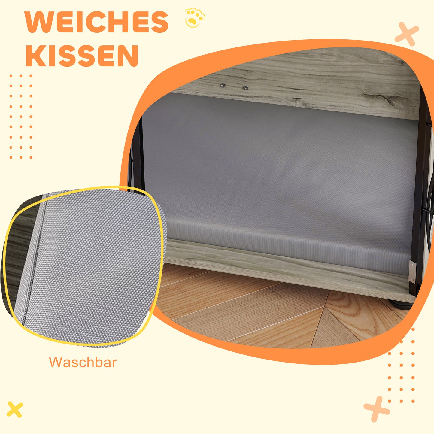 Hondenbench – Hondenkooi – Hondenhuis – Bench – Kennel – Groot formaat – Hout en Metaal – Inclusief Wasbaar Kussen – Veilig en Ventilerend