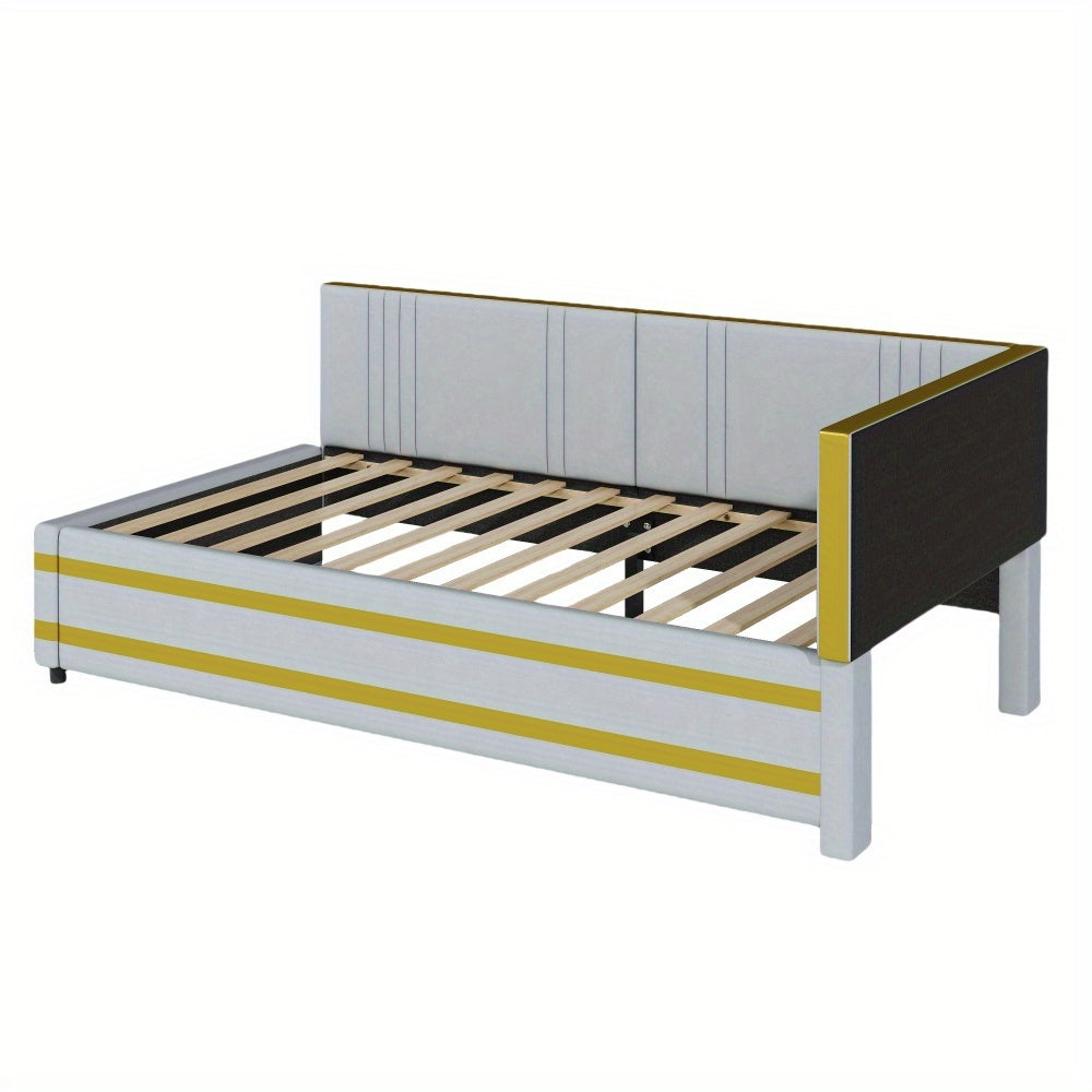 Slaapbank – Bedbank – Logeerbed – Sleeperbank – Zithoek – Gestoffeerd Velours – 90x200 cm – Lattenbodem - Grijs