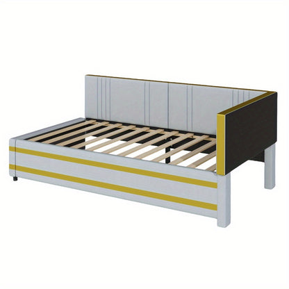 Slaapbank – Bedbank – Logeerbed – Sleeperbank – Zithoek – Gestoffeerd Velours – 90x200 cm – Lattenbodem - Grijs