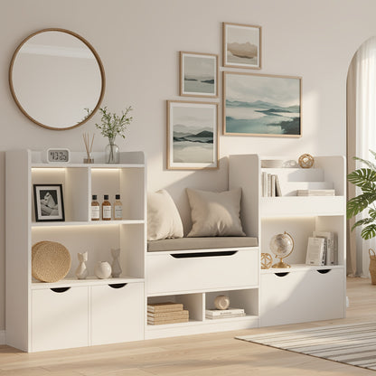 Houten Kast – Ladekast – Opbergkast – Boekenkast – Opbergmeubel – Wit – Ruim 3,2 Kubieke Voet – Stevig & Eenvoudige Montage