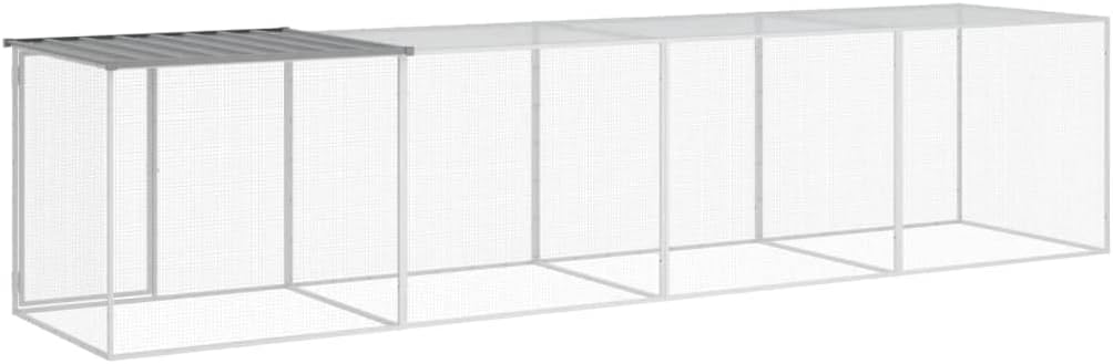 Kippenren – Kippenhok – Buitenren – Dierenren – Kippenkooi – Gegalvaniseerd Staal – Met Dak 404x98x90 cm