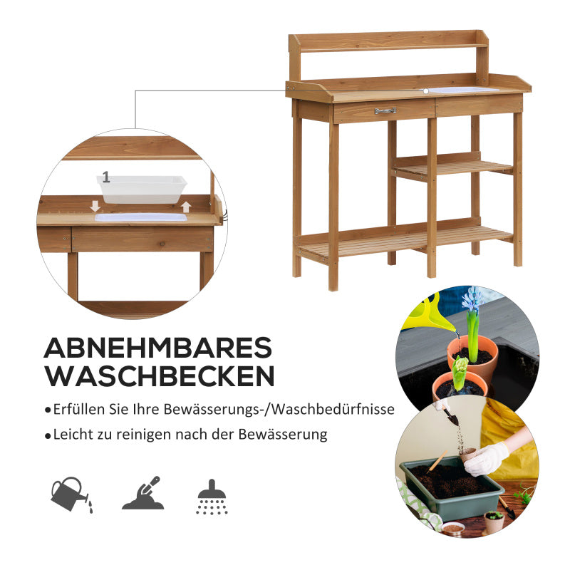 Werkbank – Werktafel – Tuinbank – Klusbank – Dennehouten Werkbank – Verstelbare Hoogte – Weerbestendig Design