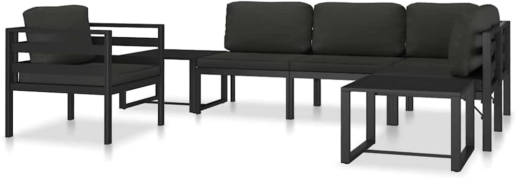 vidaXL Single Seat Sofa with Cushions Single Seat Sofa Sofa Furniture Seating Sofa Single Sofa Lounge Sofa Garden Bench Seating Sofa Aluminium Anthracite - QUORE