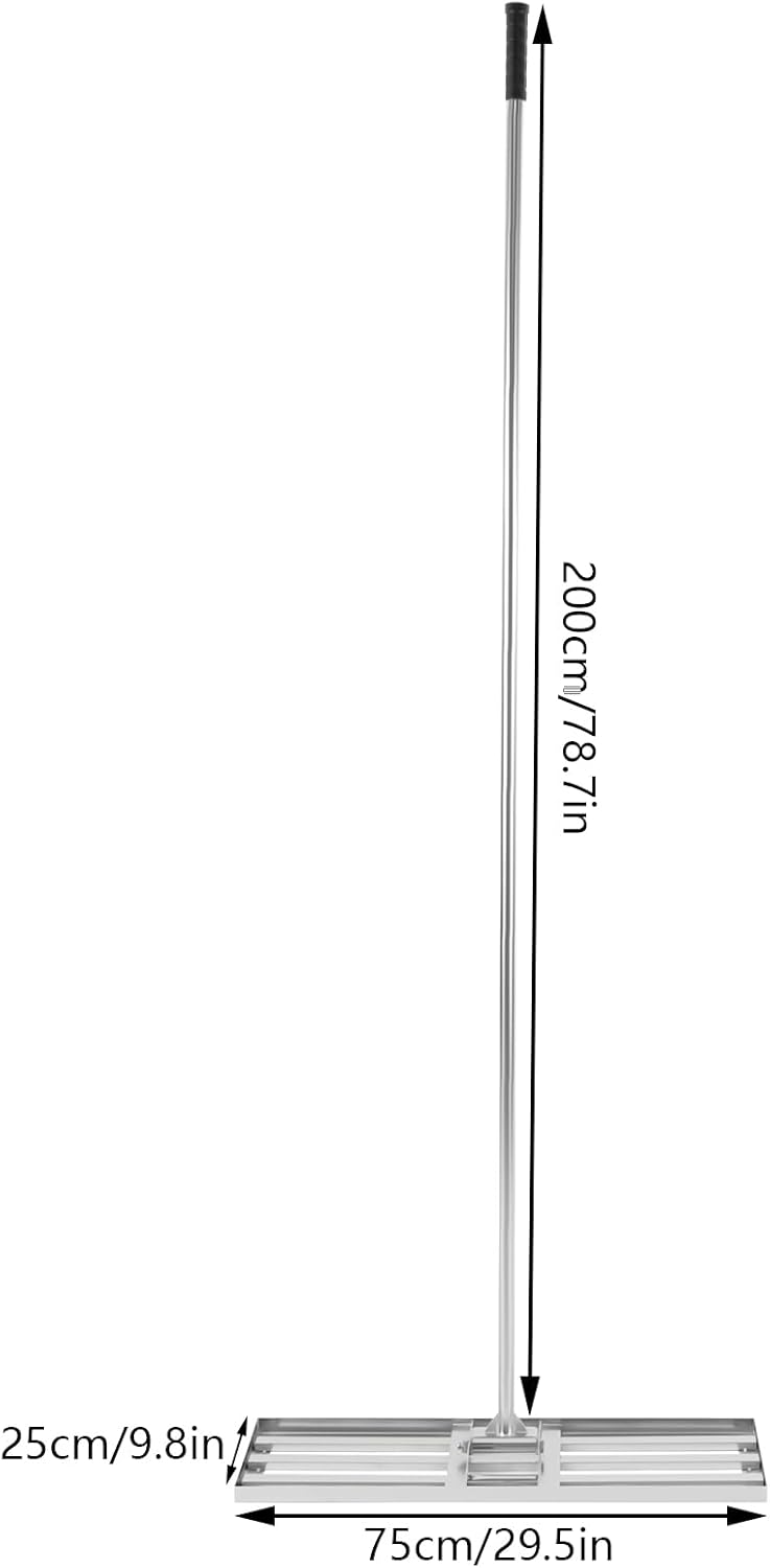Lawn rake, metal, adjustable handle length 50-180 cm, ground rake for sanding, flat plane, level level leveling - QUORE