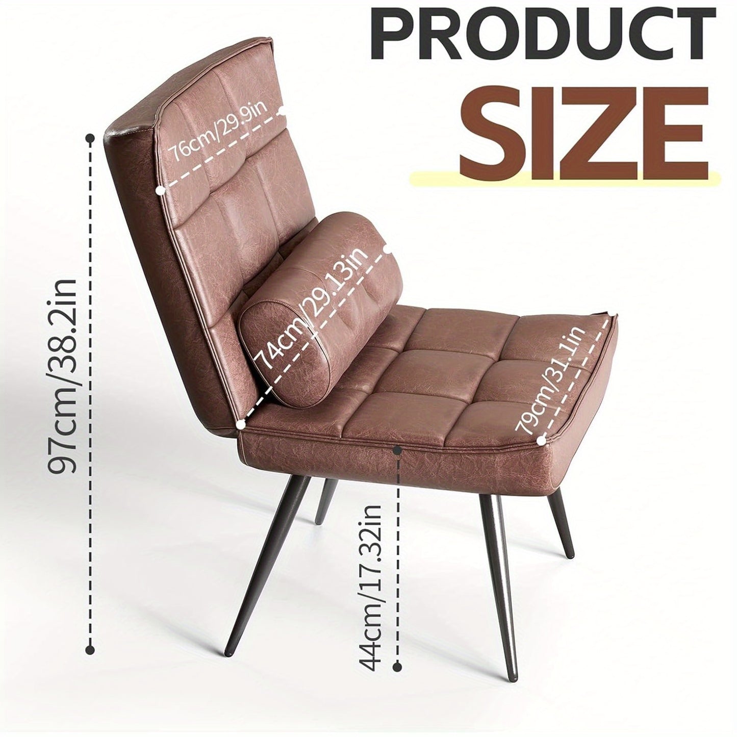 Relaxstoel – Verstelbare Fauteuil – Leesstoel – Bureaustoel – Loungestoel – Kunstleren Bekleding – Stevig Metaal-Hout Frame