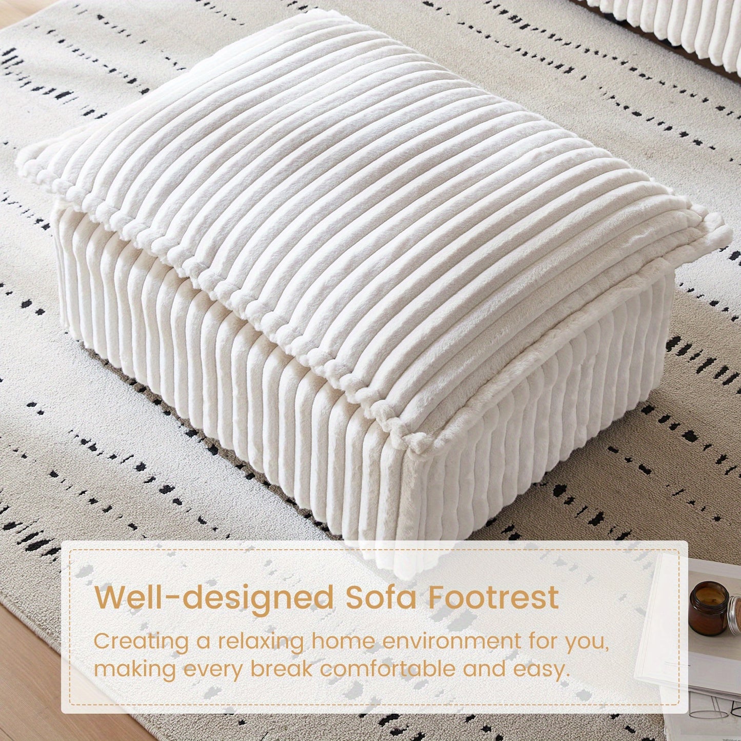 Poef – Voetenbank – Zitpoef – Hocker – Voetensteun – Beige – Compact Ruimtebesparend Design – Duurzaam en Comfortabel