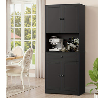 Vrijstaand Kastje – Opbergkast – Keukenkast – Badkamerkast – Woonkamerkast – Zwart Knopje – MDF Materiaal – 68,5 cm Hoogte – 3,2+ Kubieke Voet Opbergruimte – Glazen Deuren – Lade Opbergfunctie – Gemakkelijk Te Monteren