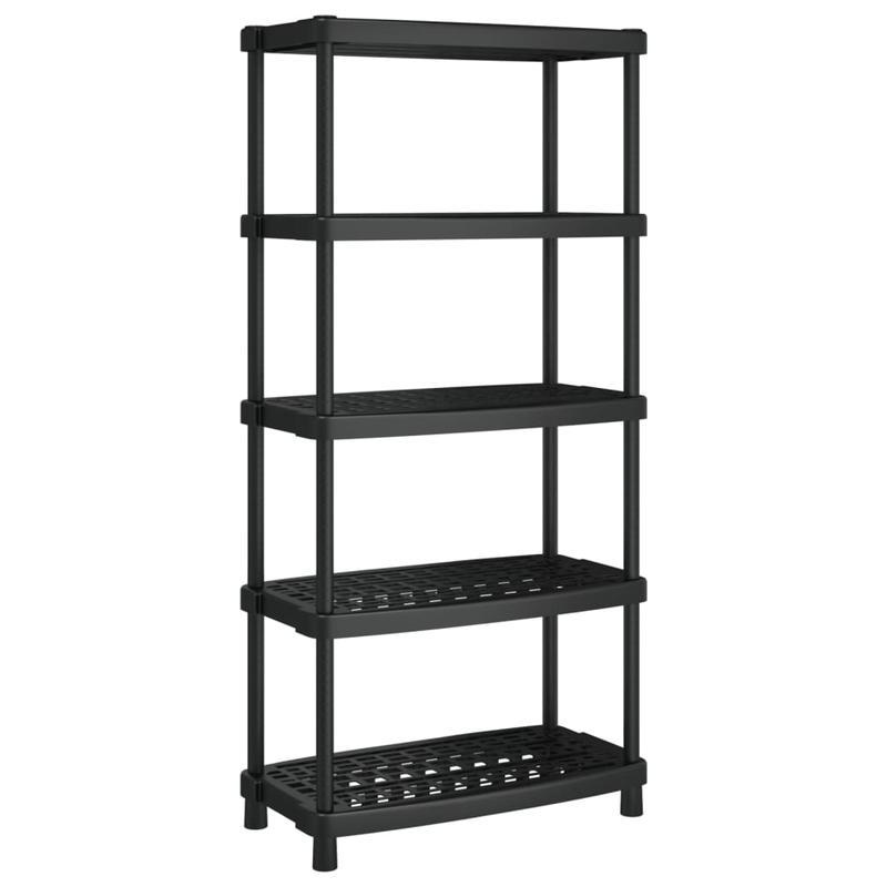Opbergrek – Opbergrek – Stellingkast – Stellingrek – Rek – 5-laags – Zwart Polypropyleen – 93,5x45,5x194,5 cm – Duurzaam & Stijlvol