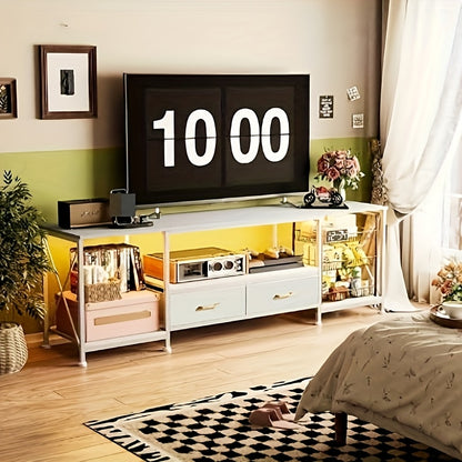 Tv-meubel – Tv-kast – TV Dressoir – Media Meubel – Entertainmentkast – Rustiek Industrieel Design – Massief Hout – 180x40x58 cm – 2 Laden – Veel Opbergruimte