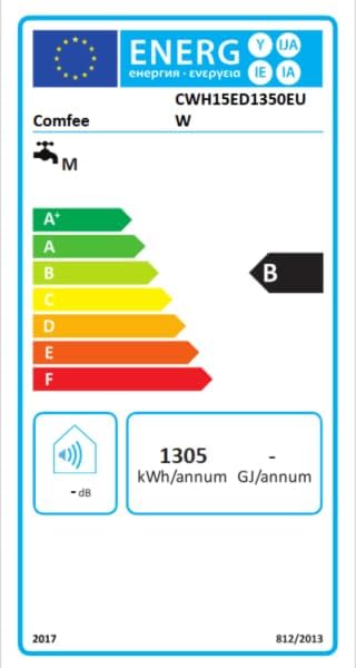 Comfee CWH15ED1350EUW Elektrische wandverwarming, 80 liter, met onderspoelruimte, compact en eenvoudig te installeren, wifi-verbinding, bediening via app, wit, energieklasse B